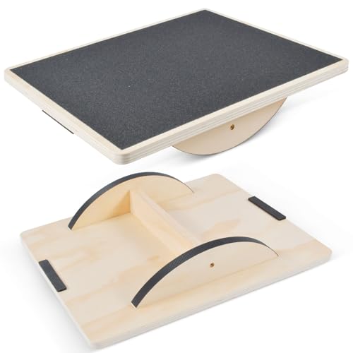 Balance Board Wooden, Sports Balancebrett, Professional Wooden Balance Board, Rutschfestes Rocker Board für Erwachsene, Gleichgewichtstrainer für Übung Körper Gleichgewicht strecken Beinmuskeln