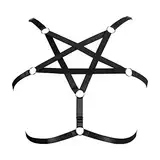 Pentagram Fashion Plus Size Body Harness Punk-BH Käfig-BH Hohl Damen Keine Tasse Gothic Karneval Weihnachten Tanzkleidung (Schwarz)