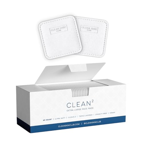 Clean Skin Club Clean² Pads 2.0[NEUE & VERBESSERTE RÄNDE]Garantiert nicht reißende Gesichtspads,einzigartige Dreifachschichten,ultraweiche Seite,biologische Einweg-Baumwolle,Paar mit Make-up-Entferner