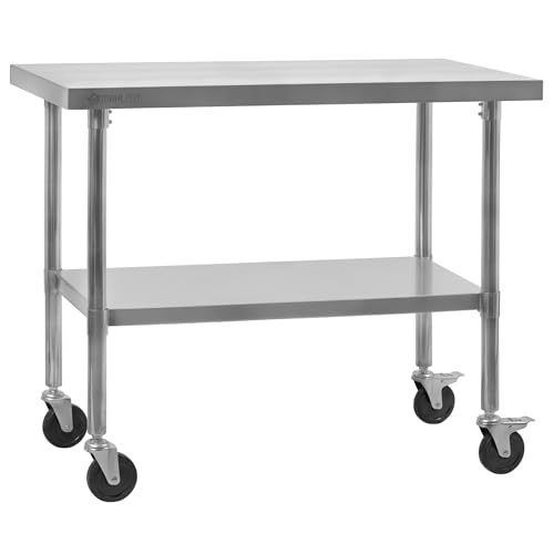 Mahlzeit Edelstahltisch 120 x 70 x 85 cm | Arbeitstisch, Küchentisch, Edelstahl Zubereitungstisch | Gastronomietisch, Serviertisch, Catering Tisch, Küchenplatte | Tisch für Küche und Gastronomie