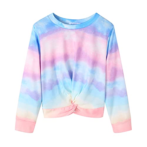 Arshiner Mädchen Sweatshirt Tie-Dye Langarm Pullover Rundhals Sport Mode Kinderkleidung Leichtgewicht Langarmshirt für Mädchen 10-11 Jahre