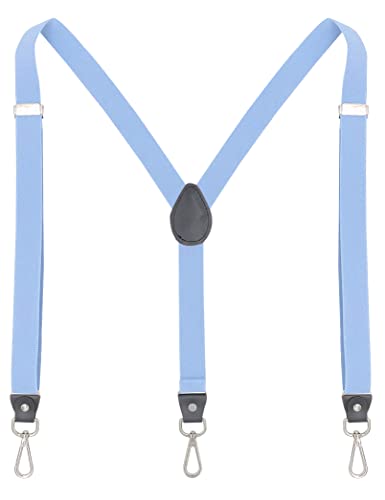 Ausukler Hosenträger Damen und schlanker Herren Extra Stark 2,5cm mit Karabiner Haken Elastischen Riemen für Jeans (Hellblau)