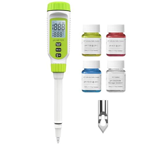 Tadeto Multifunktionale digitale pH-Meter für Lebensmittel, hohe Präzision Garten Boden pH-Kit mit LCD ℃/℉ Display für Lösung, Wasser und Lebensmittel pH-Tester für Fleisch, Brot, Käse, Pool (Green)