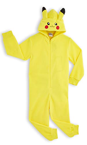 Pokemon Pikachu Onesie Kinder Jumpsuit Fleece Schlafoverall Jungen (9-10 Jahre, Gelb)