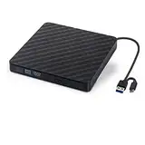 DVD Brenner Extern,Externes CD/DVD-Laufwerk USB 3.0/Type C Optisches Laufwerk Brenner Slim CD/DVD ROM Rewriter Writer Reader Portable für PC Laptop Desktop MacBook Mac Windows 7/8.1/10 Linux OS
