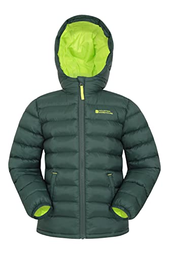 Mountain Warehouse Seasons Steppjacke für Kinder - Ultraleichte, warme, wasserdichte Steppjacke. Jungen & Mädchen Winterjacke mit Kapuze & Reißverschluss Khaki Kinder 116 DE (5-6 Jahre)