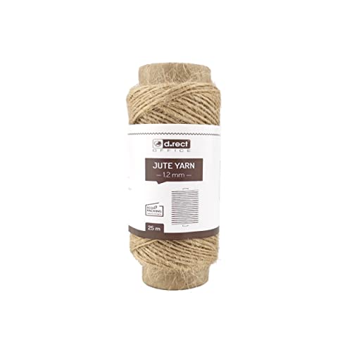 D.RECT 25m Jute-Schnur Natur Braun Jute-Kordel | Packschnur Geschenk-Band Bastelschnur Dekokordel | 1.2mm Dicke | Für: Verpackung,DIY Kunst-Handwerk,Floristik,Dekoration