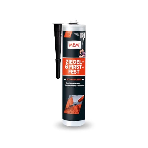 MEM Ziegel- und Firstfest, Lösemittelfreier Bitumenkaltklebestoff, Besonders hohe Klebkraft, Für Schindeln und Bitumen-Dachbahnen, Dunkelbraun, 445 g