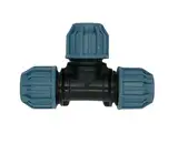 Jason T-Stück 90° PP 32 mm Klemm Klemmverbinder PE Verschraubung für 32mm PE Rohr Verschraubung Adapter Black/Blue mit DVGW/KIWA/WRAS/SVGW