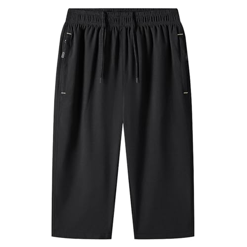 QWUVEDS Lässige lockere Stretch-Shorts für Herren im Sommer, Kurze Hose Fleece Shorts Herren (Black, XXXL)