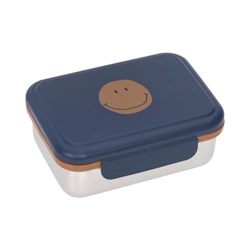 LÄSSIG Kinder Brotdose Edelstahl Lunchbox Frühstücksbox Nachhaltig Kindergarten Schule/Lunchbox Stainless Steel Little Gang Smile navy