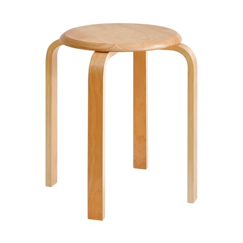 IBUYKE Stapelhocker-Massivholz Hocker Hausbank Holzhocker Mode Kreative Hocker Moderne Esstisch Hocker Erwachsene Esszimmerhocker Natur 40x44x33cm RF-752