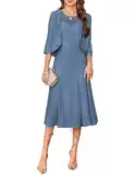GRACE KARIN 2025 Damen 2-teiliges Hochzeitsgastkleid Spitze Kleid für die Brautmutter mit Mantel Pfauenblau XL