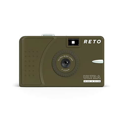 RETO Ultra Wide und Slim 35 mm Wiederverwendbare Tageslicht-Filmkamera – 22 mm Weitwinkelobjektiv, fokusfrei, leicht, einfach zu bedienen (Oliv)