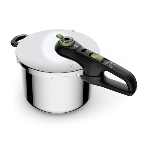 Tefal Secure Trendy 8L Schnellkochtopf mit Korb - Zwei Programme, Gemüse und Fleisch, schnellere Mahlzeiten, zarte Ergebnisse, Schnellkochdeckel, induktionsgeeignet