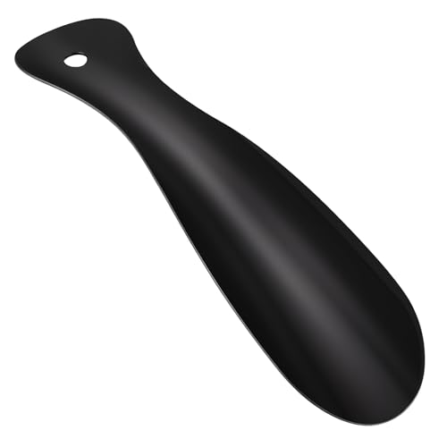 Harniruco Schuhlöffel Klein,Tragbar Schuhanzieher Klein Metall,Schwarz Shoe Horn 19cm Kleiner Schuhlöffel für Reisen