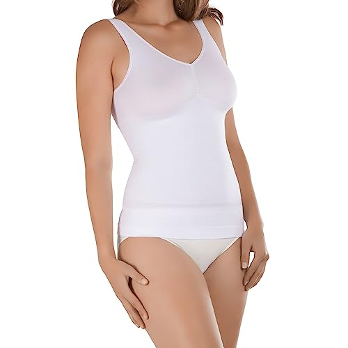 BestSale247 Damen Form-Top - Seamless Unterhemd mit Shaping-Effekt Shapewear Formendes Hemd (Weiß, 44-46)