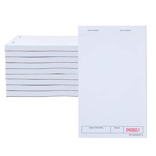 DGBDPACK Guest Checks Pads EP-GCKDUP-1 (10 Blöcke), insgesamt 500 Blanko-Kellnerblock, Server-Bestellblöcke