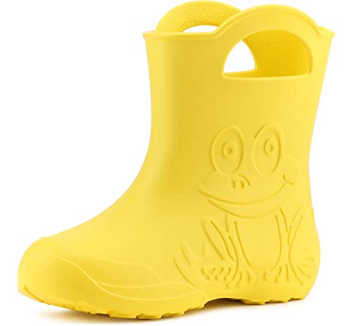 Ladeheid Eva federleichte Kinder Gummistiefel für Jungen und Mädchen Regenschuhe LA-CA-01 (Gelb, 34/35 EU)