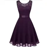 Knielanges Kleid Damen - Frauen Kurze Blumenspitze Brautjungfernkleid Weibliches Knielanges Swing-Partykleid Schicke Kleider Damen