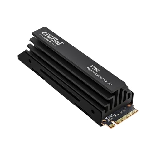 Crucial T700 4TB SSD PCIe Gen5 NVMe M.2 Interne SSD mit Premium-Kühlkörper, bis zu 12.400MB/s, Microsoft DirectStorage, PCIe 4.0 abwärtskompatibel, Solid State Drive - CT4000T700SSD5