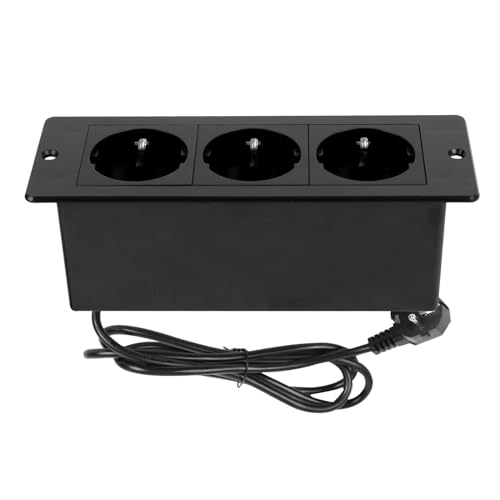 Tischplatte Versenkte Steckdose mit 2 USB,Versenkbare Einbau Steckdosenleiste 3-Fach,Tischsteckdose mit 1,8 m Kabel,für Büros,Schlafzimmer, Klassenzimmer, Arbeitsplätze (Schwarz, 3AC)