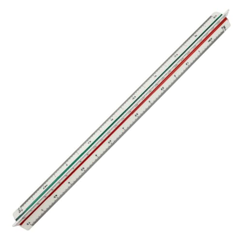 Architekturmaßstab, Lineal, dreieckig, 30 cm, Kunststoff, Architektenmaßstab für Studenten, Architekten, Ingenieure, Zeichner, mehrfarbig, 1:20, 1:25, 1:50, 1:75, 1:100, 1:125 (1 Stück)