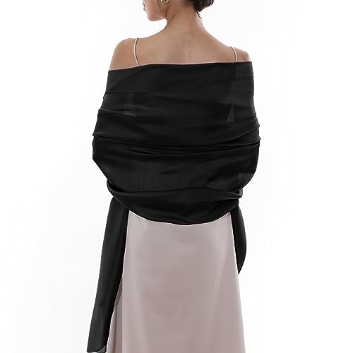 RIIQIICHY Stola Damen Festlich Fur Abendkleid Schultertuch Sommer Chiffon Schwarz Schals Tücher Pashmina Stola Hochzeit