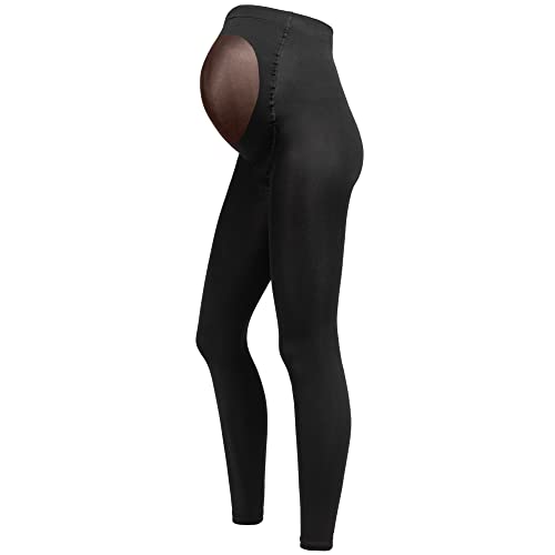 Herzmutter Umstandsstrumpfhose 80DEN ohne Fuß - Blickdicht-Matt - Schwarze Umstandsleggings - 1er & 2er-Set - 1400 (S-M)