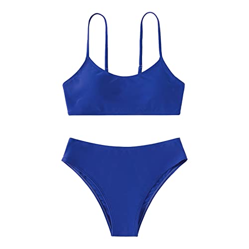 Zweiteiliger Badeanzug für Mädchen, Sport, hohe Taille, Bikini-Set, Badeanzug, Kinder-Badeanzüge, dünne Träger Badehose Jungen (Blue, 8 Years)