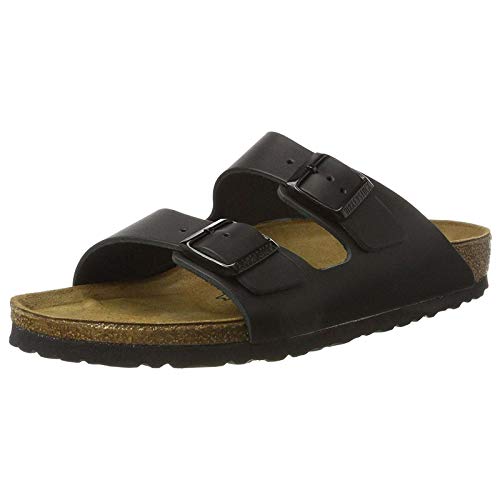 BIRKENSTOCK Arizona Birko-Flor, Unisex-Erwachsene Pantoletten - Schmal - Schwarz - Gr 39