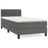 vidaXL Boxspringbett mit Matratze Bett Polsterbett Bettrahmen Bettgestell Lattenrost Einzelbett Hotelbett Schlafzimmerbett Dunkelgrau 90x200cm Samt