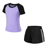 Tancefair Kinder Mädchen Trainingsanzug 2/3 tlg Sportanzug Jogging Bekleidungsset Freizeitanzug (Shirt + Hose) Training Laufen Fußball Basketball Trikots Yoga(Bitte wählen Sie eine Nummer kleiner)