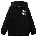 United Colors of Benetton Kinder und Jugendliche Jacke C/Kappe M/L 3bc1c503n Strickjacke, Schwarz 100, M