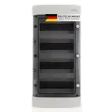 Intratec Sicherungskasten Aufputz, IP65 – Verteilerkasten außen, Feuchtraum-Verteiler für Garten, Keller, Garage und Außenbereich, 4-reihig, 48 Module, 663 x 319 x 144 mm, Grau