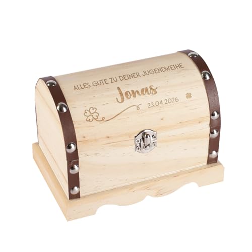 Striefchen® Personalisierte Schatztruhe als Geschenk zur Jugendweihe, perfekte Geldgeschenkverpackung (S)