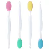 Silikon Peeling Lippenpinsel, 4 Pcs Silikon Lippenbürste Doppelseite, Nase Saubere Bürste, Weicher Lippenpinsel, Mitesser Bürsten