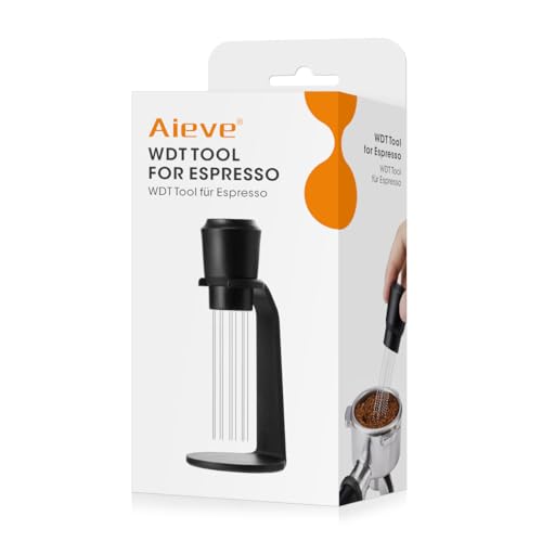 Aieve WDT Tool, Nadel Kaffee Tamper Espresso Kaffeerührer mit Ständer 0,4mm Nadeln Werkzeuge Distributor für Siebträger, Kaffee Verteiler für Barista (Upgrade-Version)