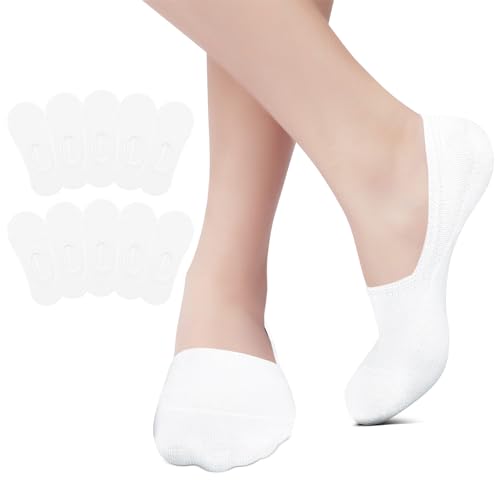 EKSHER Füsslinge Damen 39-42 Sneaker Socken Herren Füßlinge Damen Herren 10 Paar Unsichtbare No Show Sneakersocken Weiss Sportsocken Baumwoll Silikonpad Halbsocken Rutschfest Weiß