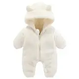 Baby Mädchen Jungen Winterkleidung Schneeanzug Teddybär Onesie Outfit Neugeborene Jumpsuit Strampler Mantel Kapuzenanzug Weihnachten Shirt Junge Langarm, weiß, 0-3 Months