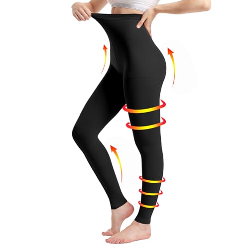 Medizinische kompressionsstrümpfe damen & Herren20–30 mmHg, progressive Stützstrumpfhose, Undurchsichtig Zehenfreie Kompressionshose klasse 2, geeignet für Krampfaderödeme, TVT (Schwarz, L)