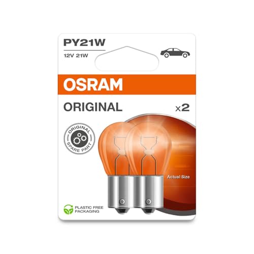 Osram ORIGINAL LINE 12V, Lampen mit Metallsockeln, PY21W, Doppelblister, 2 Lampen, white