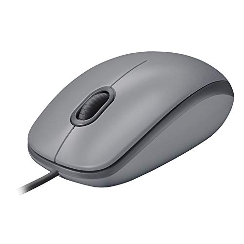 Logitech M110 Kabelgebundene USB-Maus, geräuschlose Tasten, komfortables Design in voller Größe, beidhändig bedienbar PC / Mac / Laptop - Grau