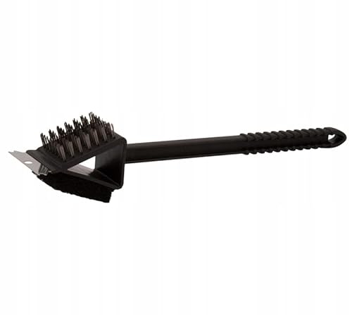 DomoDomo - Grillreiniger 3-in-1, Universal Edelstahl Grillbürste - Robustes Grillwerkzeug - Effiziente Grillspatel mit Schwamm und Drahtbürste