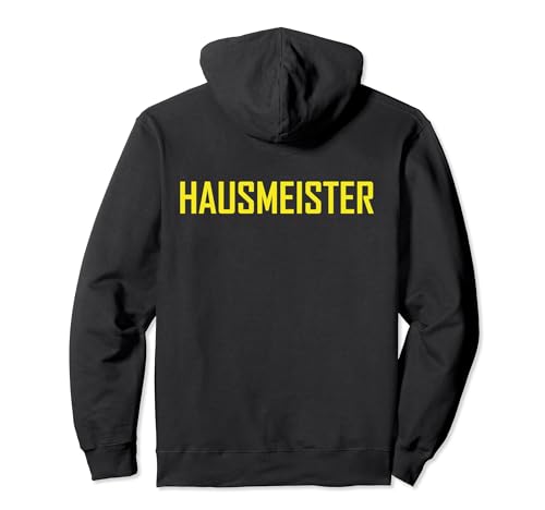 Hausmeister Arbeitskleidung mit gelbem RÜCKENDRUCK Pullover Hoodie