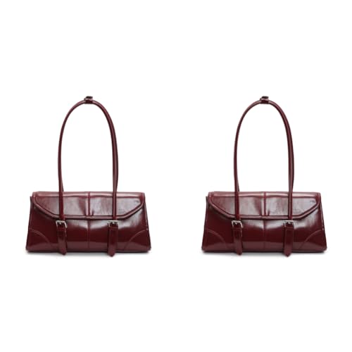 CHANGYUE Frauen Umhängetasche Retro -Handtasche wasserdichte Lederläden -Grifftasche (Claret)