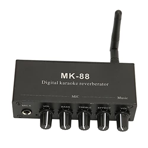 Focket Tragbarer Karaoke-Mixer, 6,5 Mm Mikrofon Karaoke-Mixer-System Digitaler Audio-Sound Karaoke-Sound-Verstärker mit 5 Drehknöpfen, Drahtloses Mikrofonsystem für Dj Musikbühne KTV