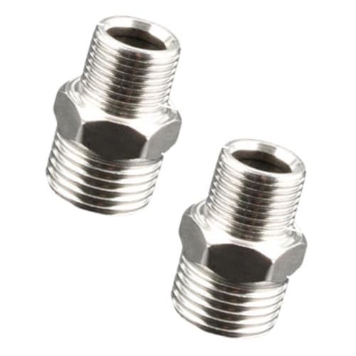 Duschadapter, Edelstahl, 1,27 cm BSP-Stecker auf 3/8 Zoll BSP-Stecker, Reduziernippel, Brauseschlauchadapter für Rohrumwandlung, 2 Stück