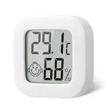 Flintronic Mini LCD Thermometer, Digital Thermometer Innen, Hygrometer Innen, Thermometer Hygrometer, Kabelloses, Luftfeuchtigkeit Meter für Babyzimmer Wohnzimmer Büro Gewächshaus(Weiß)