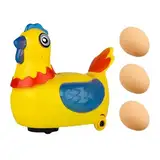 MWZBTG Ostern Elektrisches Küken-Hühnerspielzeug Legt Eier, Pädagogisches Huhn Das Eier Legt, Henne Die Eier Legt Laufspielzeug, Ostern-Küken-Dekoration Legehennen-Spielzeug, 15x9x16cm